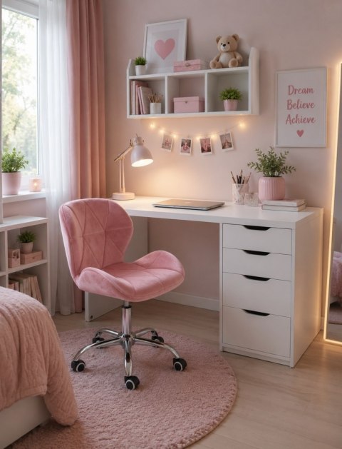 Krzesło obrotowe VASTO OFFICE VELVET PINK SILVER