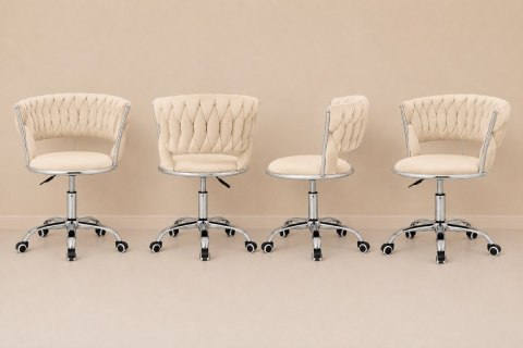 Krzesło obrotowe warkocz TRECCIA OFFICE BEIGE VELVET