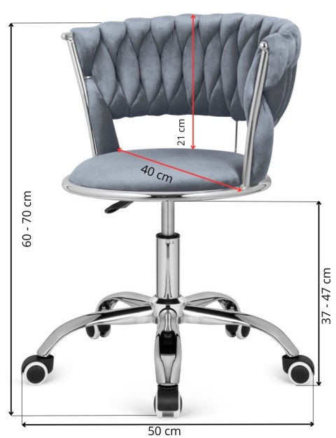 Krzesło obrotowe warkocz TRECCIA OFFICE BLACK VELVET