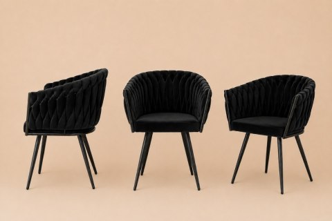 Krzesło plecione Lugano fotel TRECCIA BLACK VELVET SMOKE