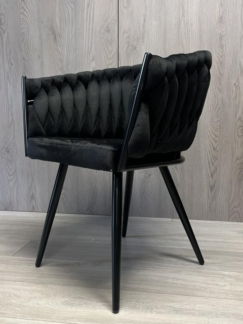 Krzesło plecione Lugano fotel TRECCIA BLACK VELVET SMOKE
