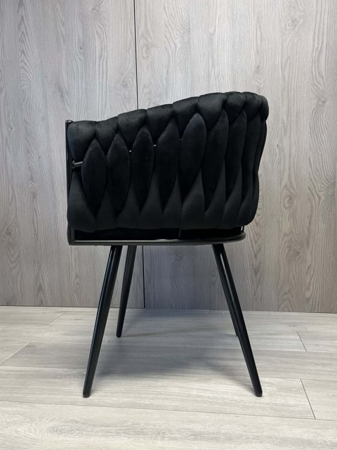 Krzesło plecione Lugano fotel TRECCIA BLACK VELVET SMOKE