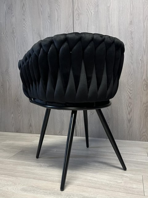 Krzesło plecione Lugano fotel TRECCIA BLACK VELVET SMOKE