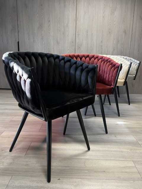 Krzesło plecione Lugano fotel TRECCIA BLACK VELVET SMOKE
