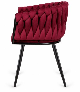 Krzesło plecione Lugano fotel TRECCIA BURGUNDY VELVET SMOKE