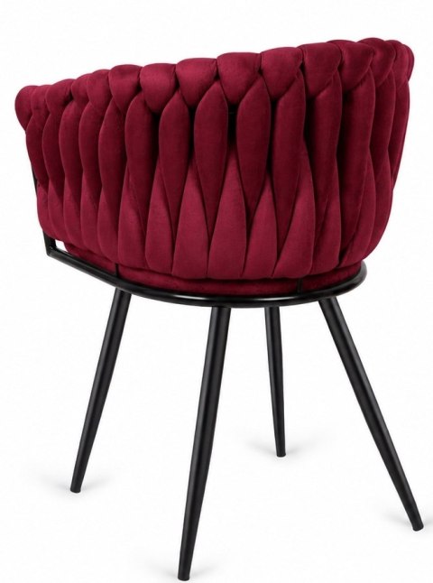 Krzesło plecione Lugano fotel TRECCIA BURGUNDY VELVET SMOKE