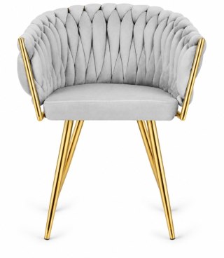 Krzesło plecione Lugano fotel TRECCIA GREY VELVET GOLD
