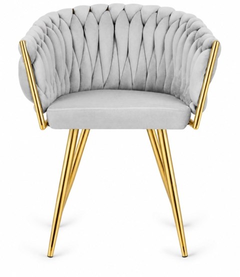 Krzesło plecione Lugano fotel TRECCIA GREY VELVET GOLD