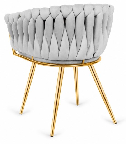 Krzesło plecione Lugano fotel TRECCIA GREY VELVET GOLD