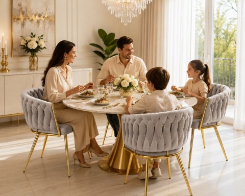 Krzesło plecione Lugano fotel TRECCIA GREY VELVET GOLD