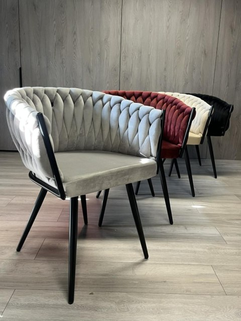 Krzesło plecione Lugano fotel TRECCIA GREY VELVET SMOKE