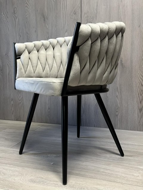 Krzesło plecione Lugano fotel TRECCIA GREY VELVET SMOKE