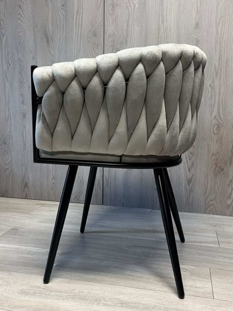 Krzesło plecione Lugano fotel TRECCIA GREY VELVET SMOKE