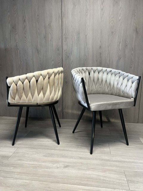Krzesło plecione Lugano fotel TRECCIA GREY VELVET SMOKE