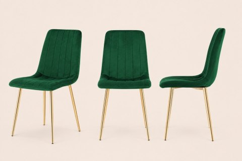 Krzesło tapicerowane AURORA VELVET GREEN GOLD