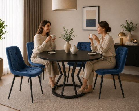 Krzesło tapicerowane BORGO VELVET BLUE SMOKE
