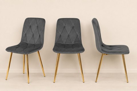 Krzesło tapicerowane BORGO VELVET DARK GREY GOLD