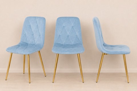 Krzesło tapicerowane BORGO VELVET LIGHT BLUE GOLD