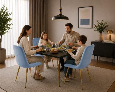 Krzesło tapicerowane BORGO VELVET LIGHT BLUE GOLD