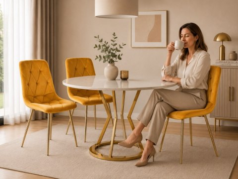 Krzesło tapicerowane BORGO VELVET MUSTARD GOLD