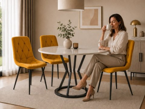 Krzesło tapicerowane BORGO VELVET MUSTARD SMOKE