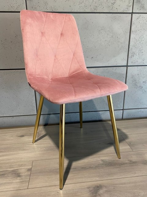 Krzesło tapicerowane BORGO VELVET PINK GOLD OUTLET
