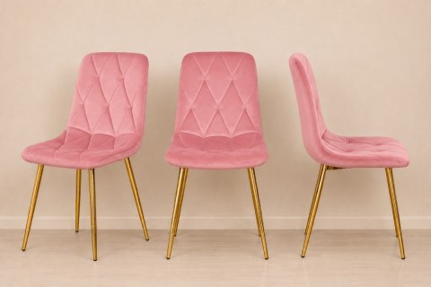 Krzesło tapicerowane BORGO VELVET PINK GOLD