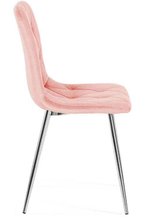Krzesło tapicerowane BORGO VELVET PINK SILVER