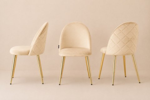 Krzesło tapicerowane GLORIA CREAM VELVET GOLD