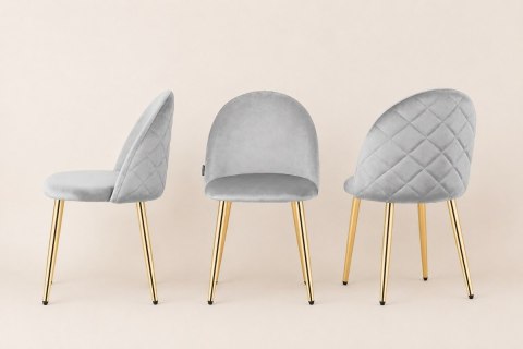Krzesło tapicerowane GLORIA LIGHT GREY VELVET GOLD