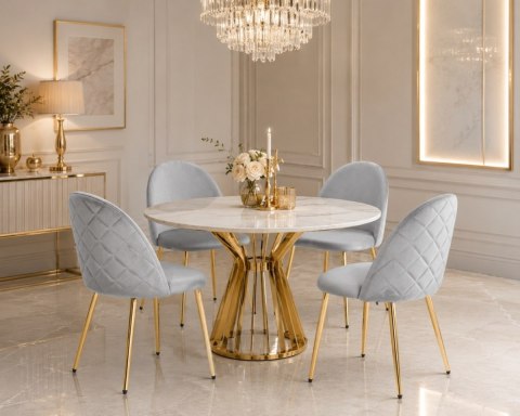 Krzesło tapicerowane GLORIA LIGHT GREY VELVET GOLD