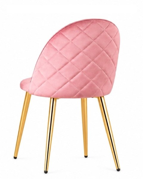 Krzesło tapicerowane GLORIA PINK VELVET GOLD