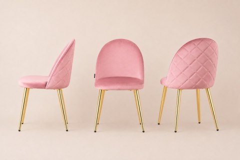 Krzesło tapicerowane GLORIA PINK VELVET GOLD