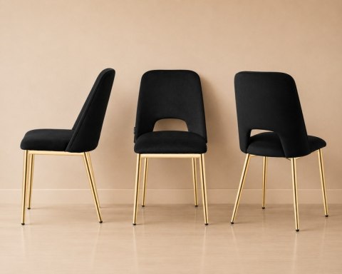 Krzesło tapicerowane GOTI BLACK VELVET GOLD