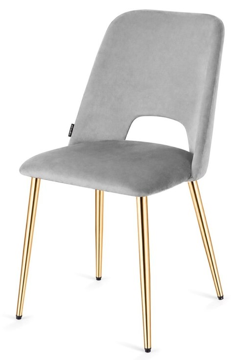 Krzesło tapicerowane GOTI LIGHT GREY VELVET GOLD
