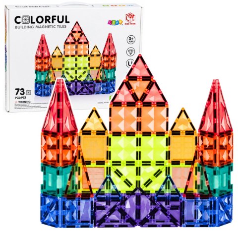 Klocki Magnetyczne Konstrukcyjne Panele 3D Kreatywne STEM Kolorowe 73 el.