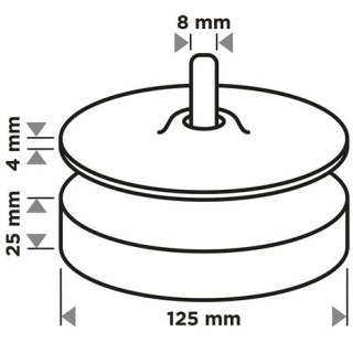 TARCZA MOCUJĄCA Z RZEPEM I GĄBKĄ 125MM TRZPIEŃ 8MM