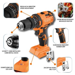 WIERTARKO-WKRĘTARKA UDAROWA BEZSZCZ.18V UCHWYT 13MM BEZ AKUM