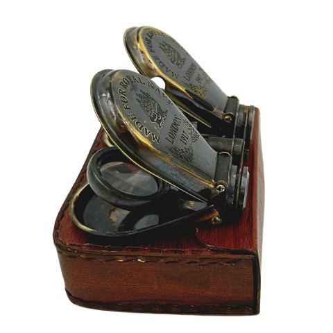 Mosiężna Lornetka Retro w Skórzanym Etui - BN863