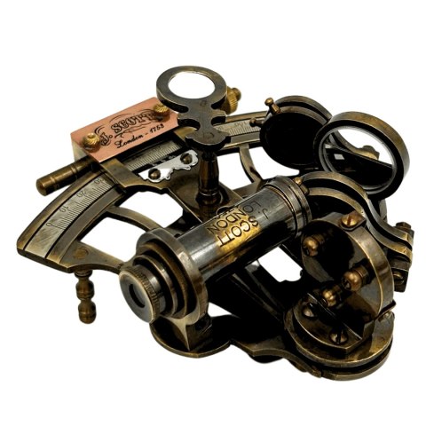 Piękny Sekstant Mosiężny Retro w Skórzanym Etui - AZ188