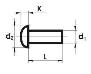 NIT ALUMINIOWY PEŁNY Z ŁBEM KULISTYM 6.0*10 MM