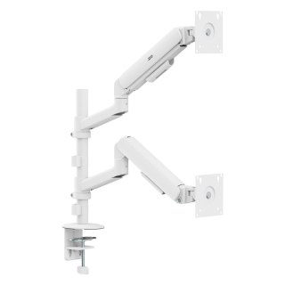 Uchwyt biurkowy na 2 monitory Ergo Office ER-692 W, sprężyna gazowa, 17"-32", 1-10kg, biały matt, max. VESA 100x100